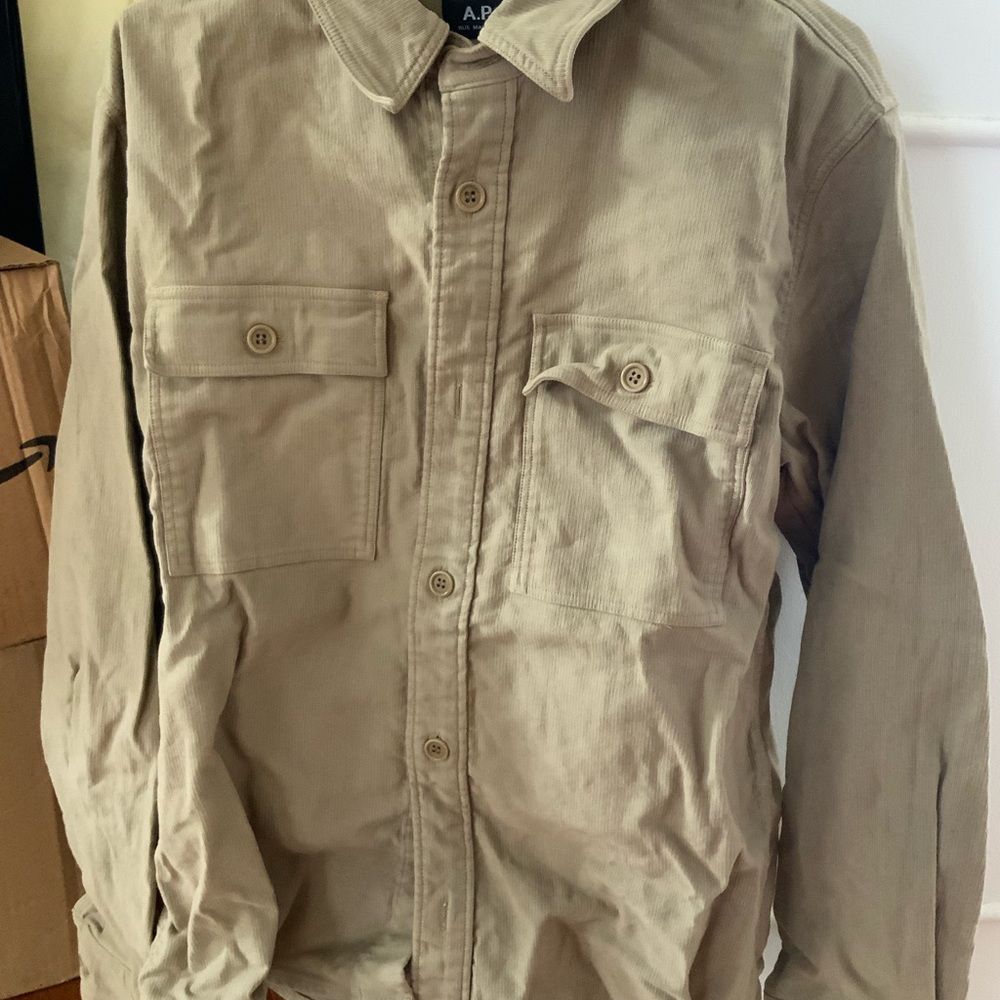 A.P.C. Beige Corduroy Button-Up Jacket